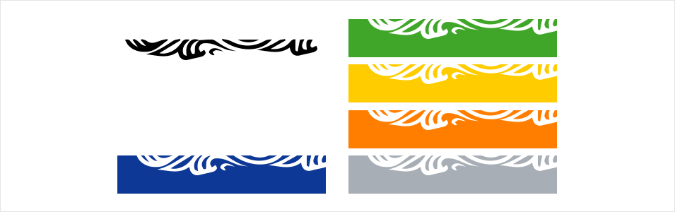 하양바탕에 검정물결 패턴, 파란바탕에 하얀물결 패턴, 초록바탕에 하얀물결 패턴, 노란바탕에 하얀물결 패턴, 주황바탕에 하얀물결 패턴, 회색바탕에 하얀물결 패턴